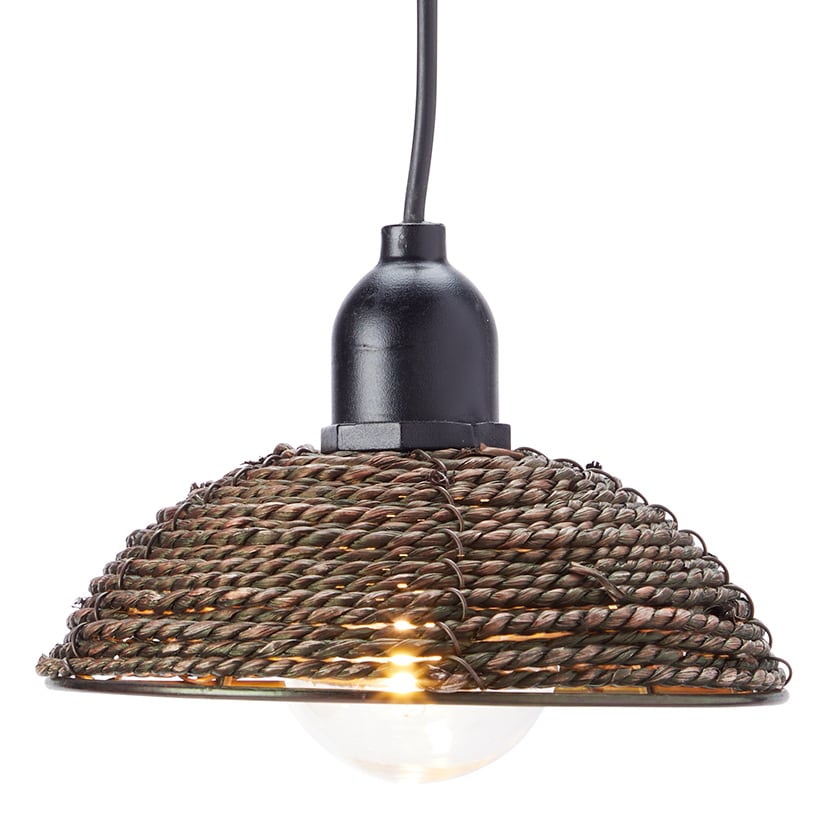 Solar-Powered Small Rattan Pendant – Natural and Brown