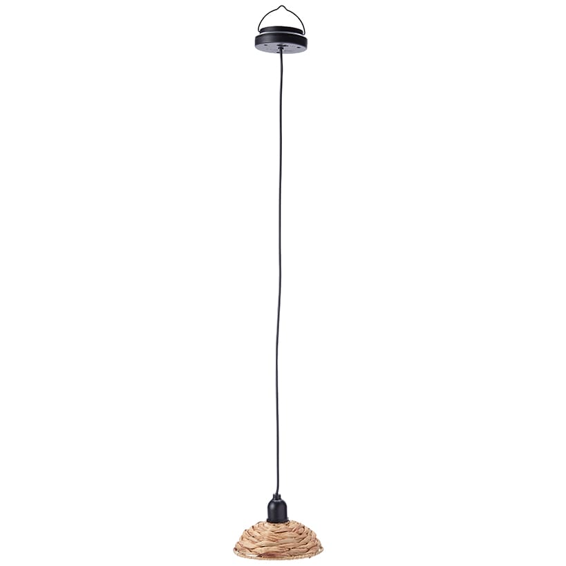Solar-Powered Small Rattan Pendant – Natural and Brown