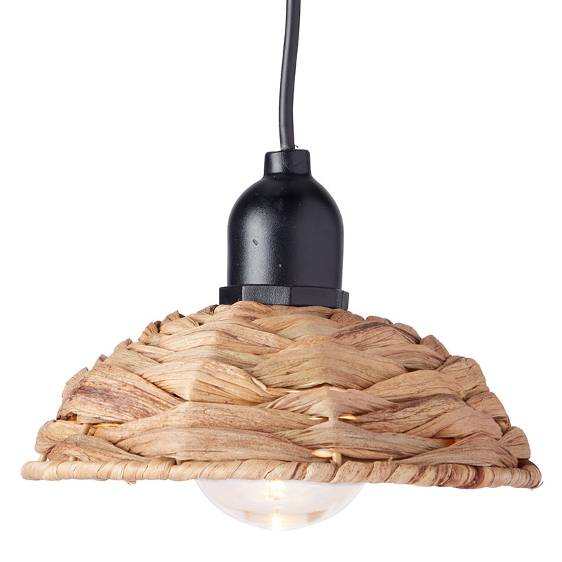 Solar-Powered Small Rattan Pendant – Natural and Brown
