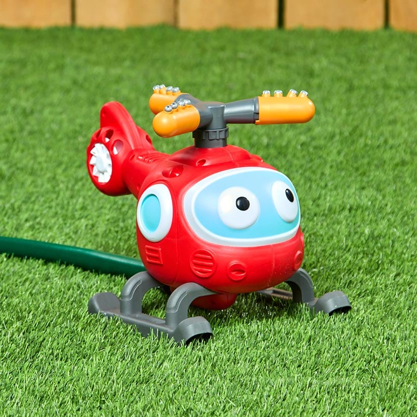 Baseball Helicopter Water Sprinkler 2-In-1 Outdoor Lawn Game Play Set