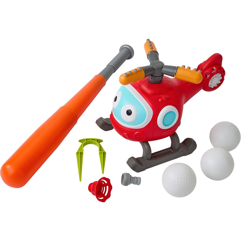 Baseball Helicopter Water Sprinkler 2-In-1 Outdoor Lawn Game Play Set