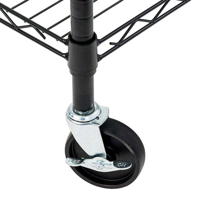Adjustable Rolling Garage Shelving Unit with 3 Pull-Out Baskets Black