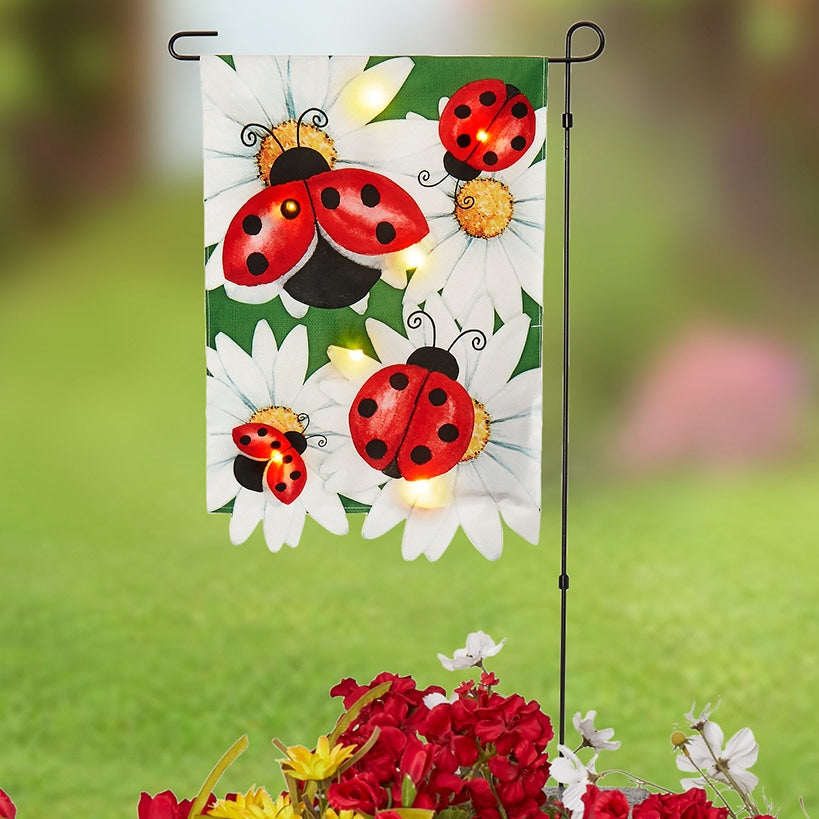 Spring LED Garden Flag with Pole – Bumblebee or Butterfly