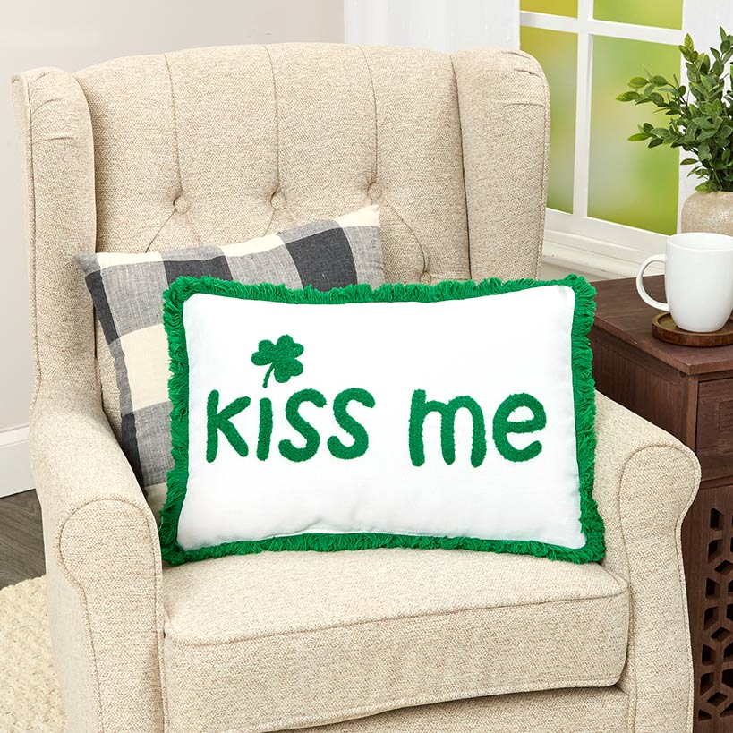 St. Patrick's Day Embroidered Decorative Pillow#select-pillow_kiss-me-18"x12"-oblong