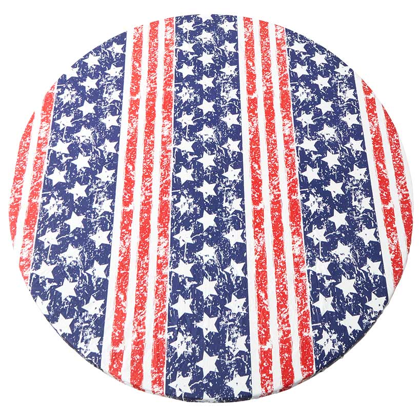 Mossy Oak Stars and Stripes Round Vinyl Easy Fit Tablecloth Fits 36"-48"