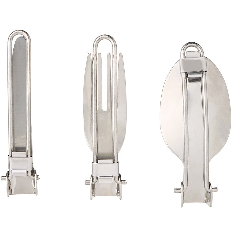 Camping Stainless Steel Folding Cutlery Set With Carry Pouch