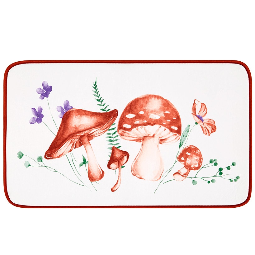 Spring Mushroom Shower Curtain, Bath Rug, Hand Towels, Valance or Hooks