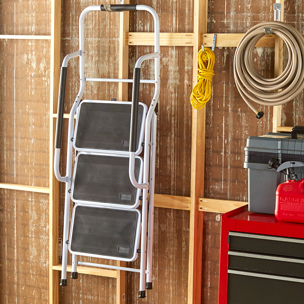 3 or 4 Step Folding Ladder with Handrails or Ladder Tool Caddy