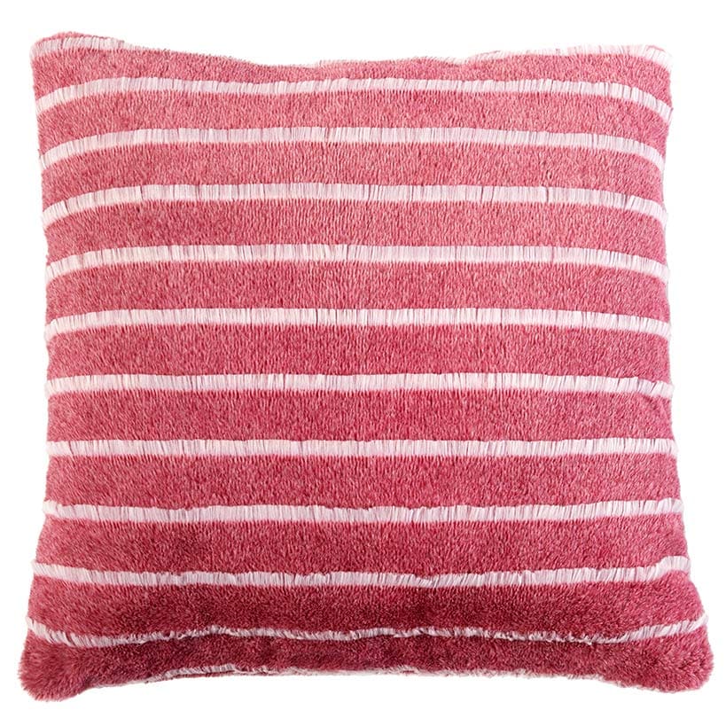 Striped Faux Fur Accent Pillow