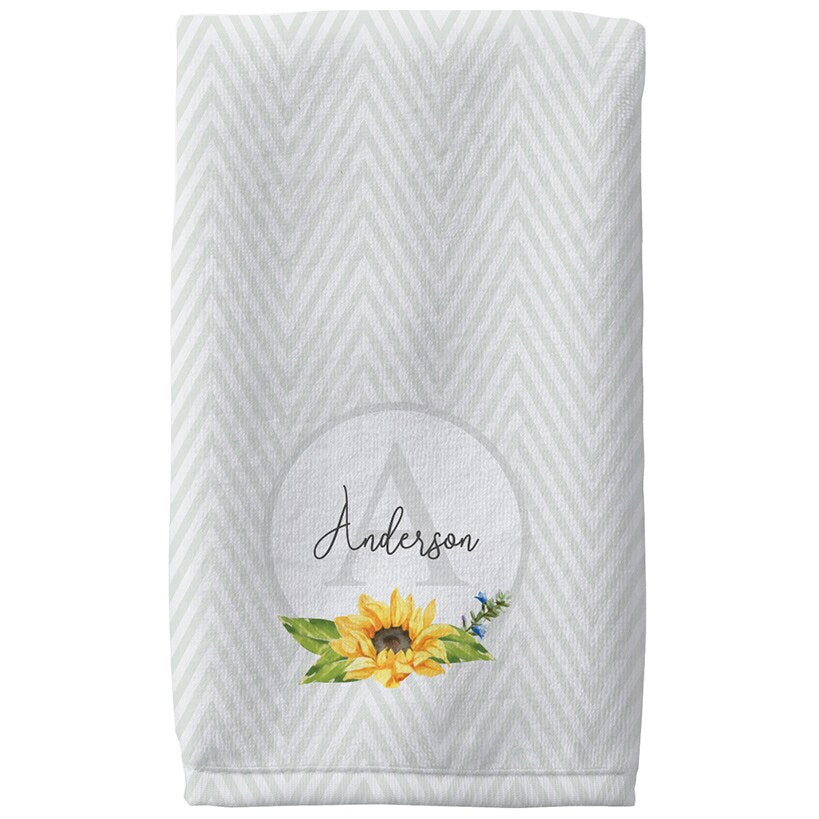 Personalized Sunflower Pattern Towels and Bath Mat
