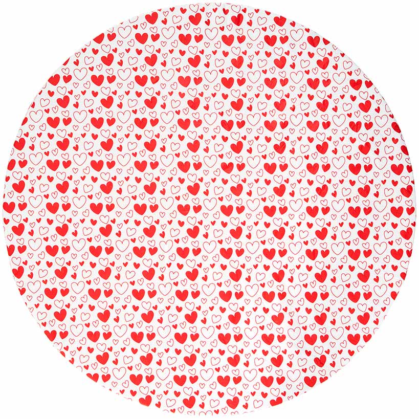 Valentine's Day Round Vinyl Easy Fit Tablecloth Fits 36" to 48" dia