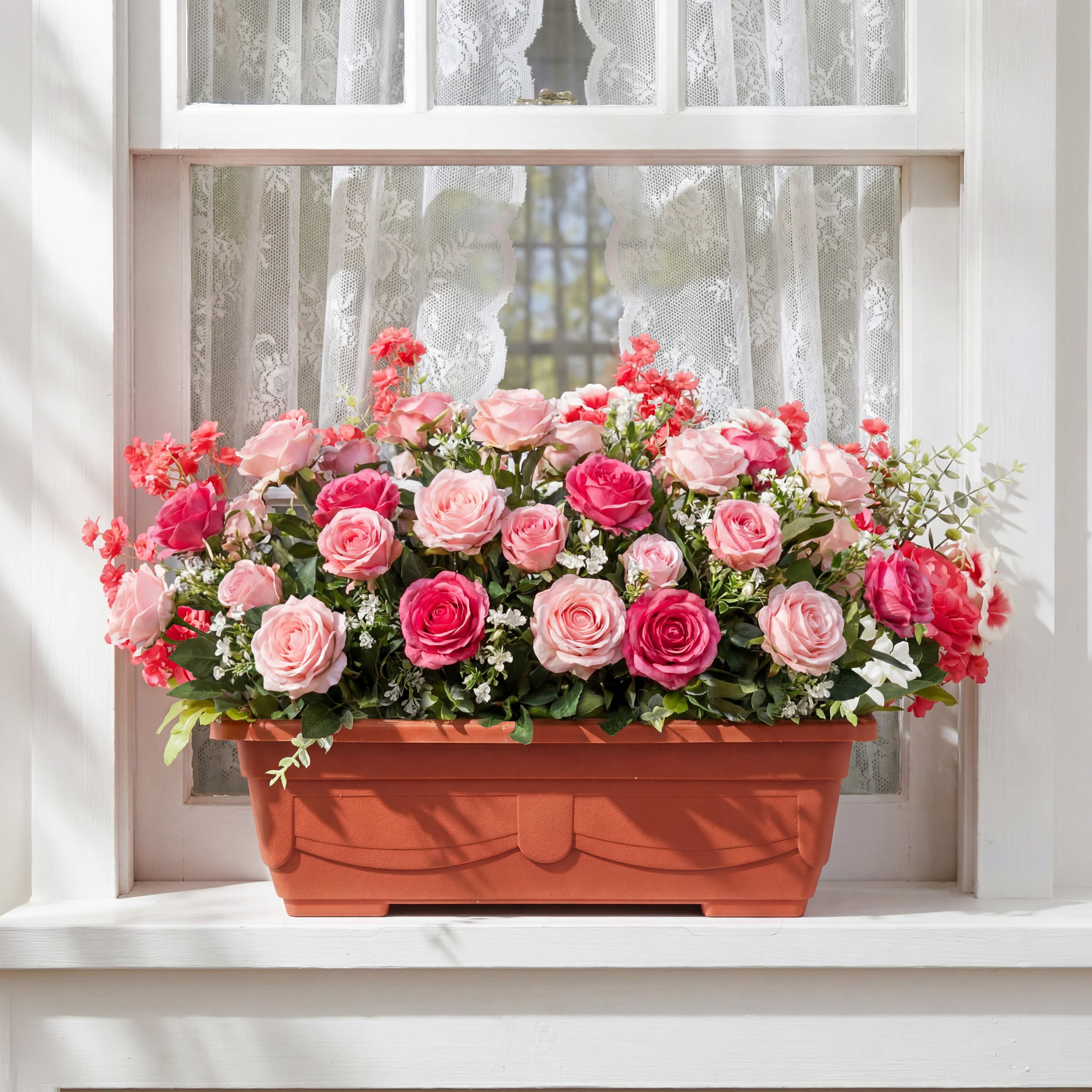 terracotta clay window box planters Terracotta Style Window Box Planter, Bulk Pak, 1
