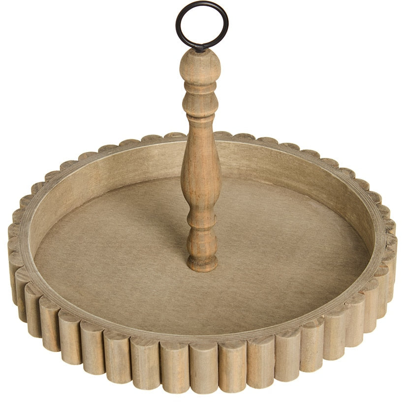 Round Rustic Wood Serving Tray