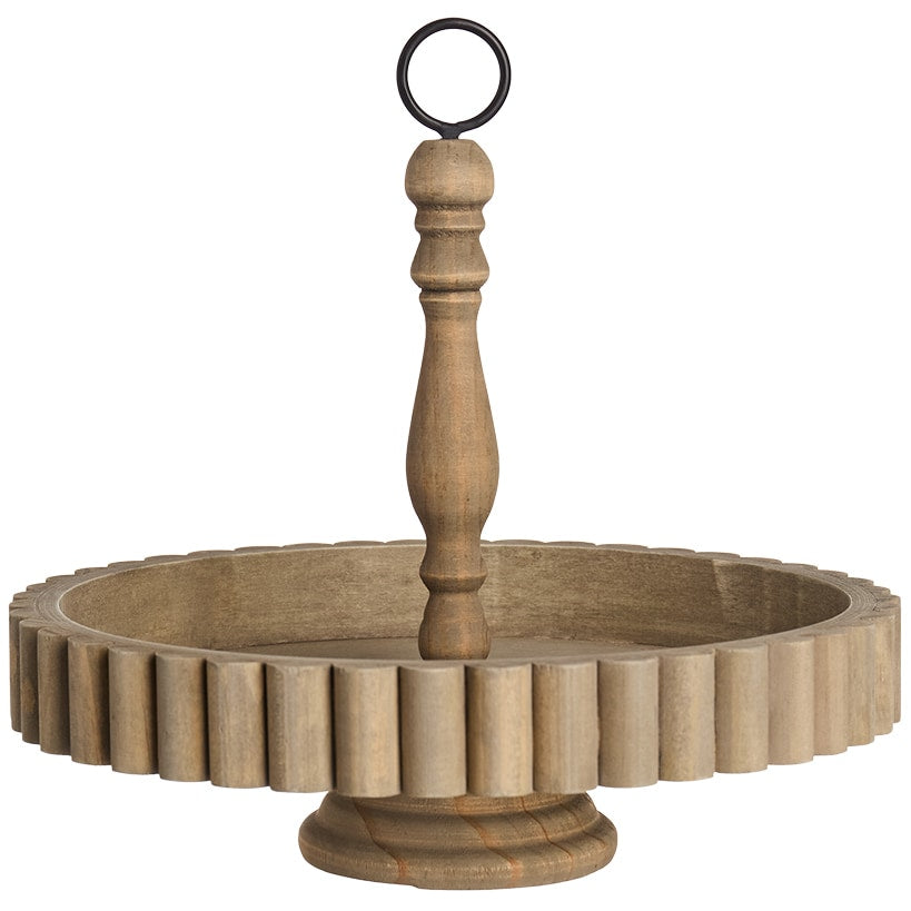 Round Rustic Wood Serving Tray