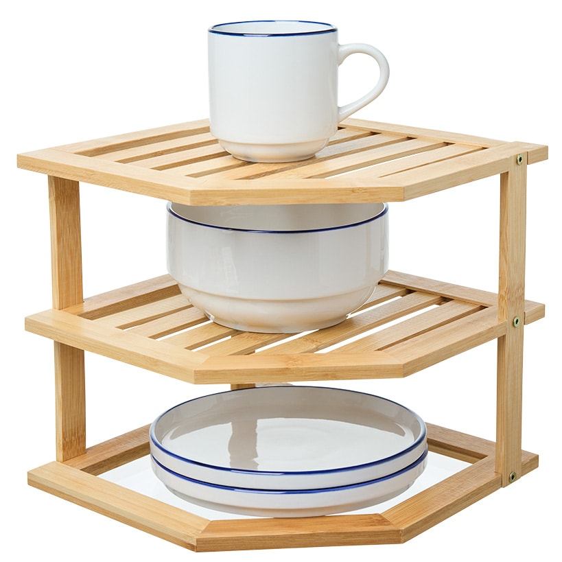 Bamboo Kitchen Counter Corner Shelf - 3-Tier