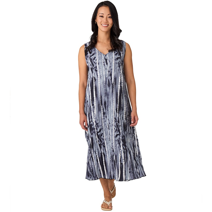 Women's Tie-Dye V-Neck Midi Dress