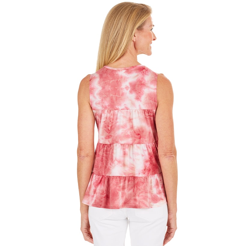 Sleeveless Tie-Dye Tiered Top