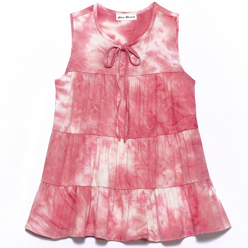 Sleeveless Tie-Dye Tiered Top
