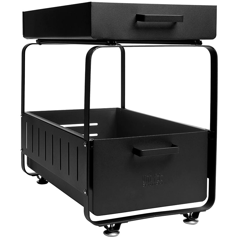 Under Sink Organizer Sliding Rack in Black - 2-Tier