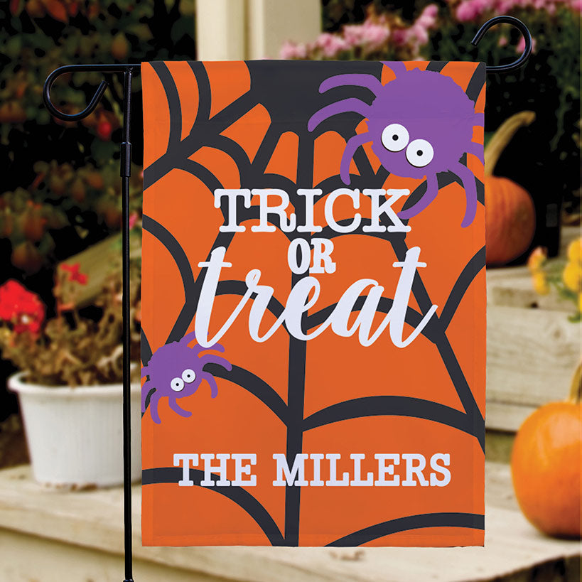 Personalized Halloween Trick or Treat Double-Sided Garden Flag