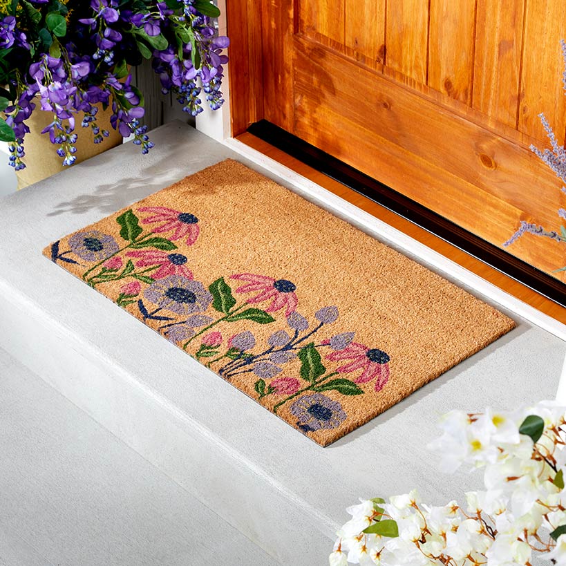Spring Truck or Floral Coir Doormat