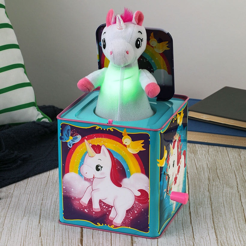 Schylling Unicorn Jack-In-The Box Pop and Glow