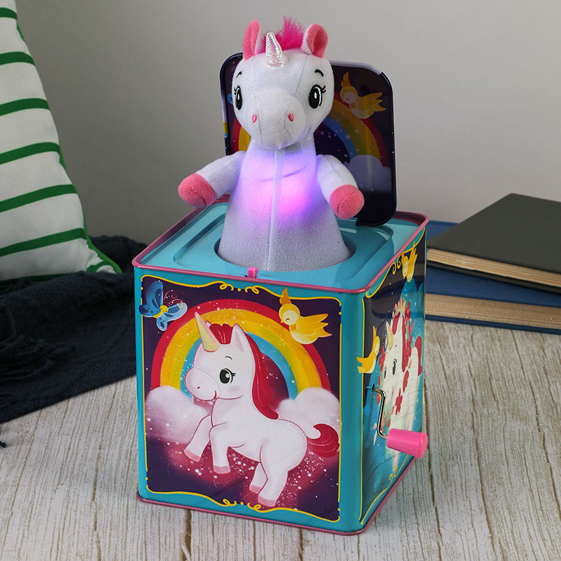 Schylling Unicorn Jack-In-The Box Pop and Glow