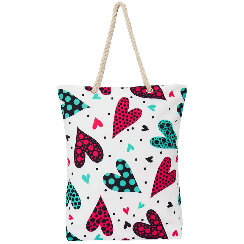 Women's Love Heart Tote Bag with Rope Handle
