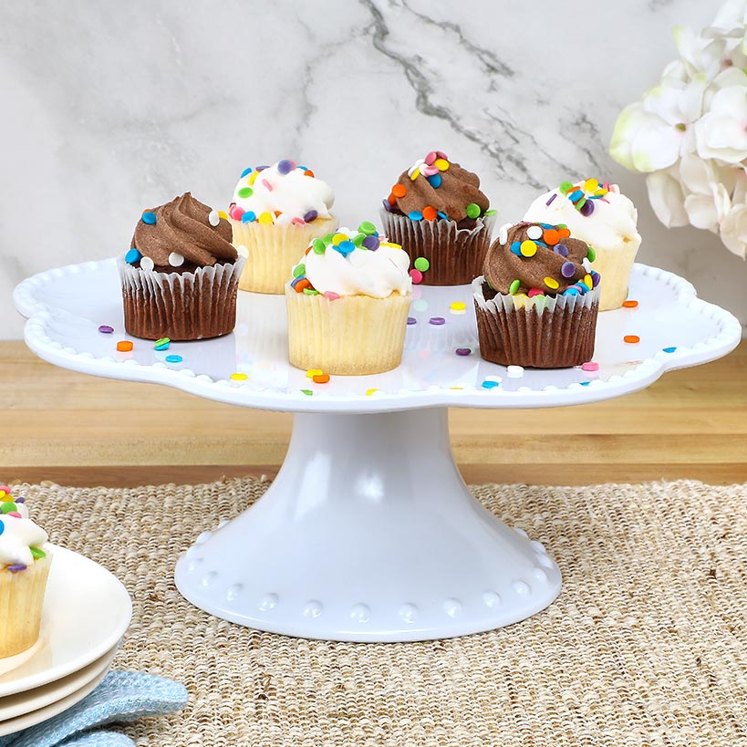 Vintage Beaded Melamine 10" Decorative Cupcake or Cake Stand#select-color_milk-white