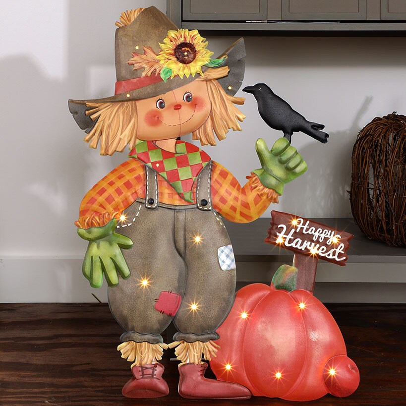 Halloween Lighted Standing Witch or Scarecrow Greeter