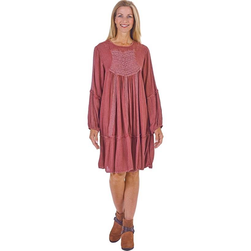 Vintage Wash Lace Trim Swing Dresses