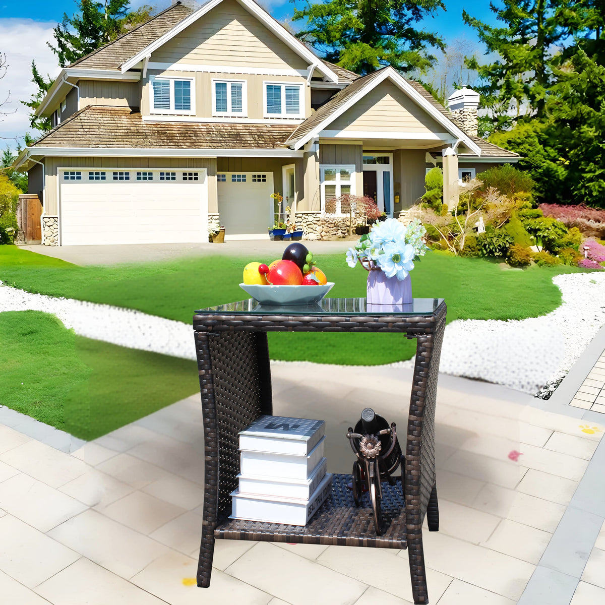 Outdoor patio Furniture 1 Coffee Table with clear tempered glass - image 2