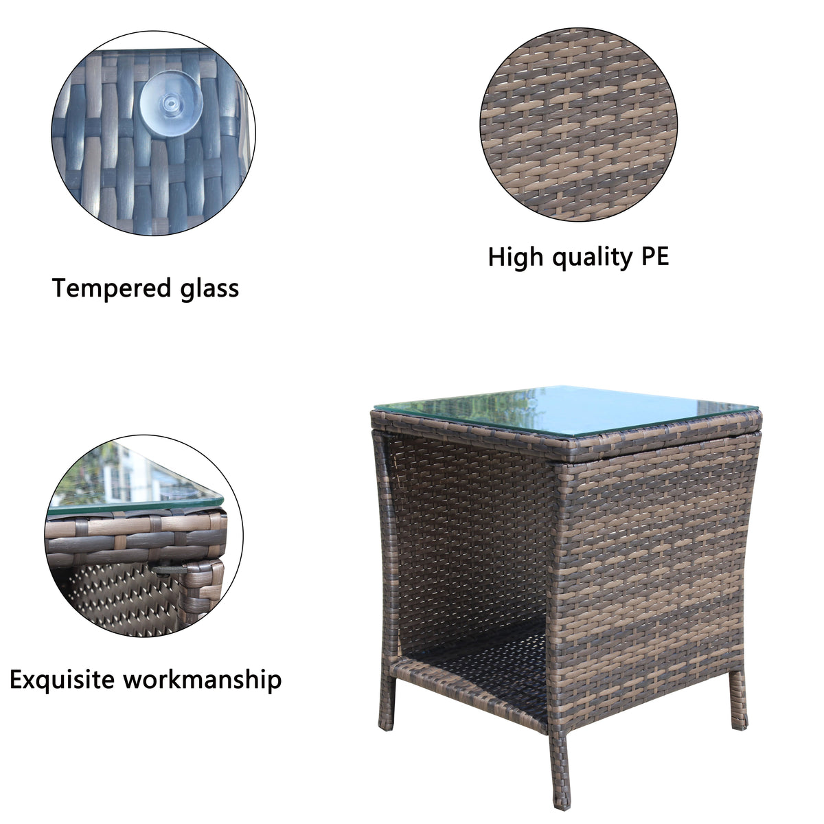 Outdoor patio Furniture 1 Coffee Table with clear tempered glass - image 5