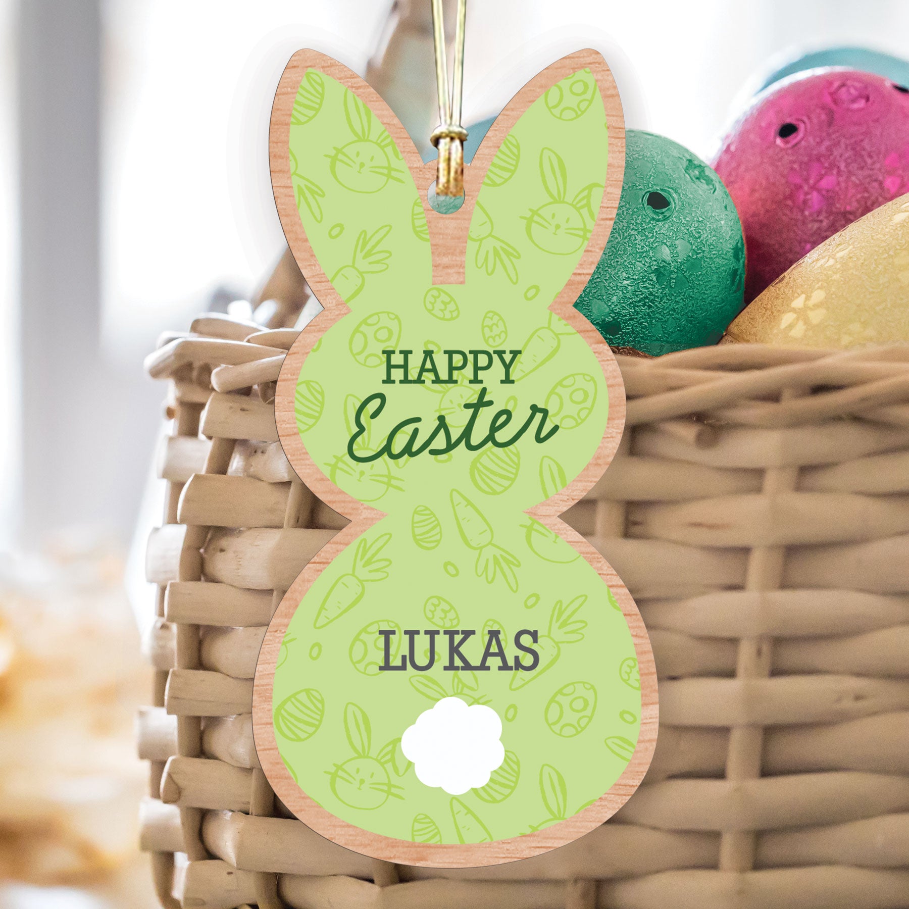 Personalized Happy Easter Bunny Basket Tag