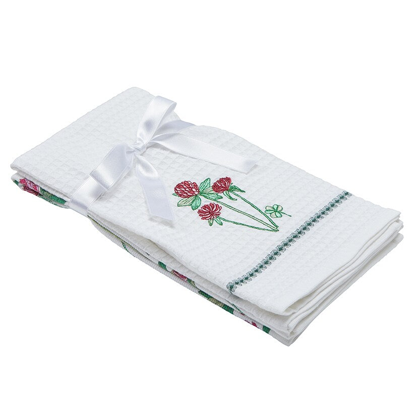 Sets of 2 Waffle Weave Floral Kitchen Towels
