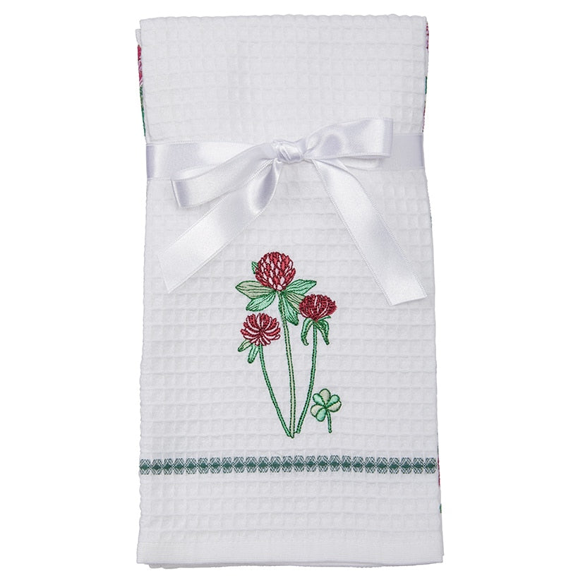 Sets of 2 Waffle Weave Floral Kitchen Towels