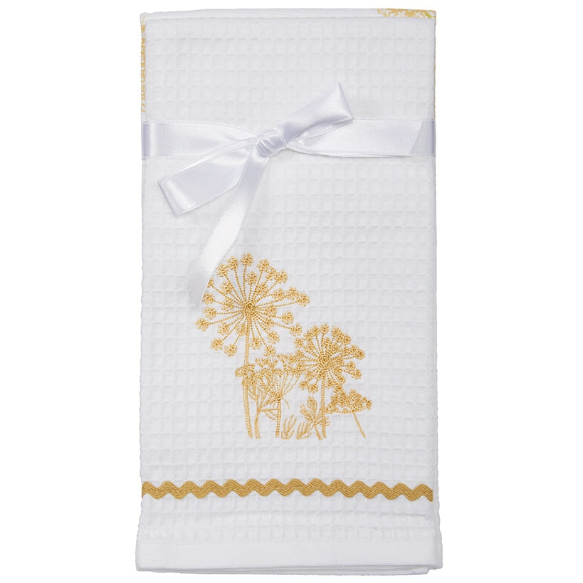 Sets of 2 Waffle Weave Floral Kitchen Towels