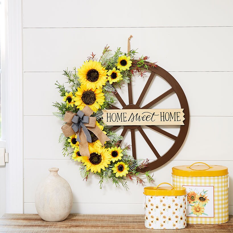 Wreath Wagon Wheel White Wildflower Or Brown Sunflower