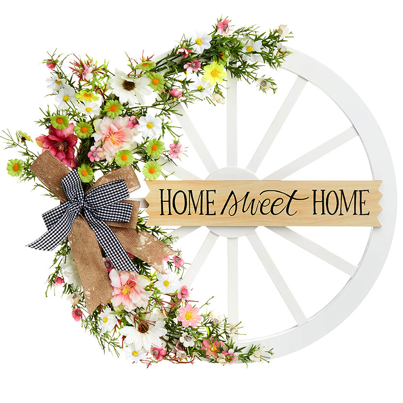 Wreath Wagon Wheel White Wildflower Or Brown Sunflower