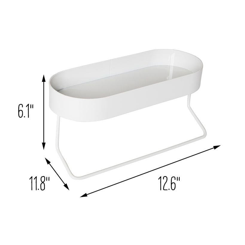 Wall Mounted Bathroom Shelf with Towel Bar and Oval Top Tray