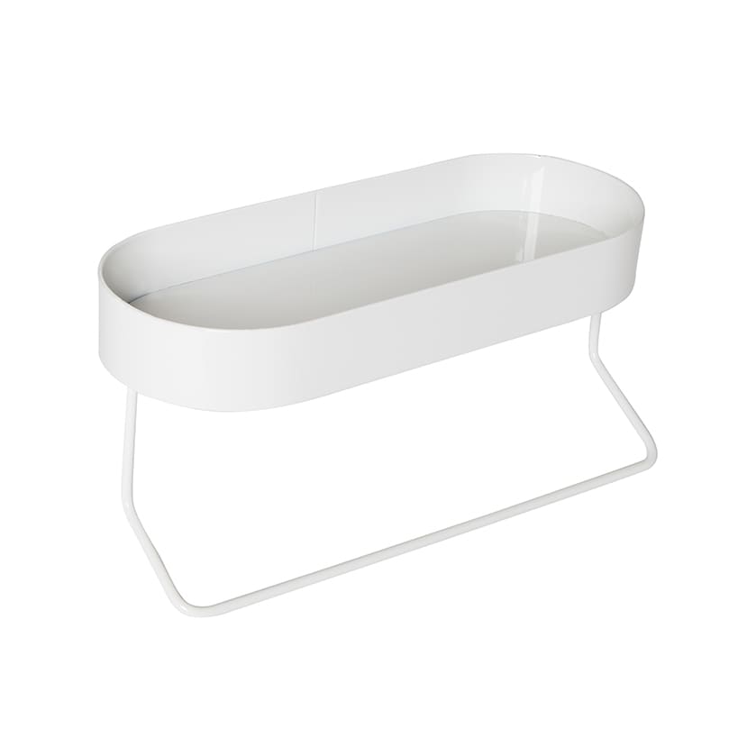 Wall Mounted Bathroom Shelf with Towel Bar and Oval Top Tray