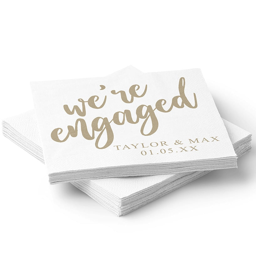 Personalized We're Engaged Napkins