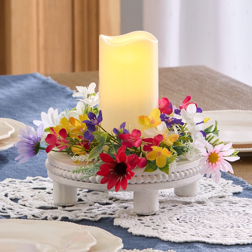 Vibrant Wildflower Garland or LED Candle Ring#select-item_candle-ring-with-led-candle
