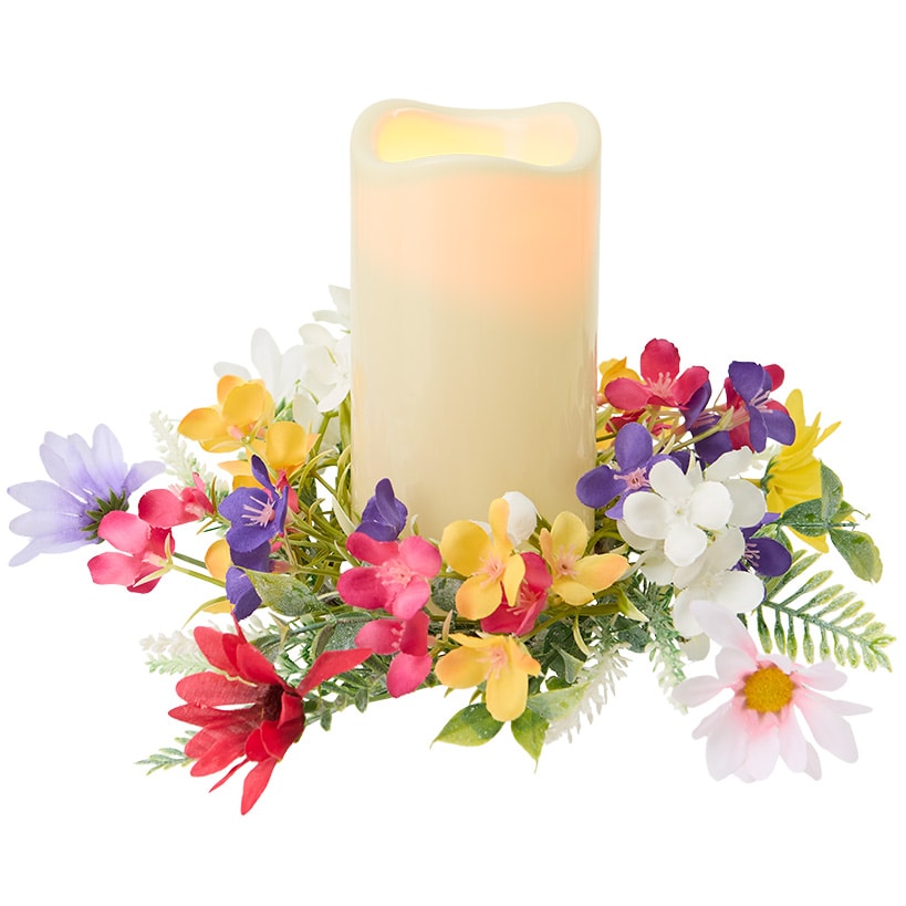 Vibrant Wildflower Garland or LED Candle Ring