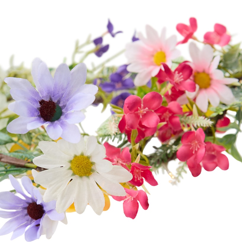 Vibrant Wildflower Garland or LED Candle Ring
