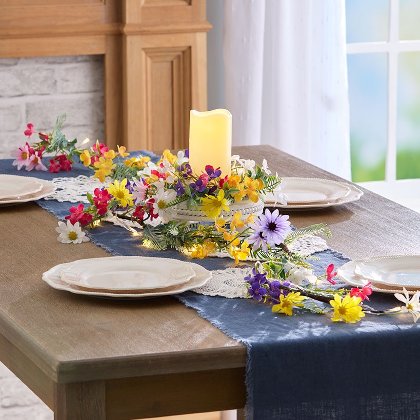 Vibrant Wildflower Garland or LED Candle Ring#select-item_garland