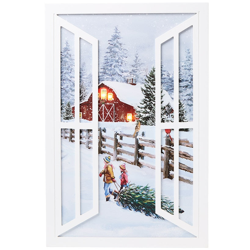Lighted Holiday Window Wall Art