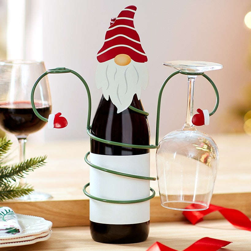 Christmas Wine Bottle And Glass Holder