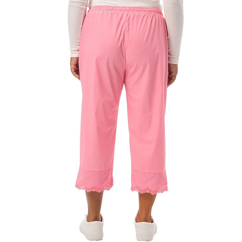 Women's Capri Pants with Scalloped Hemline and Waist Drawstring