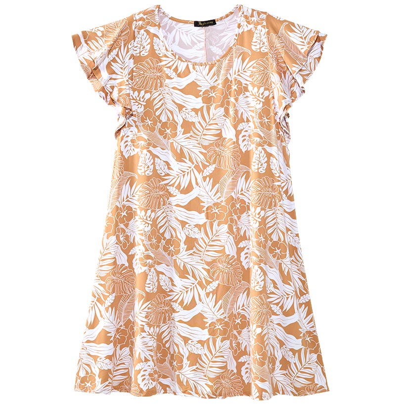 Women's Knee-Length Dress with Ruffle Short Sleeve